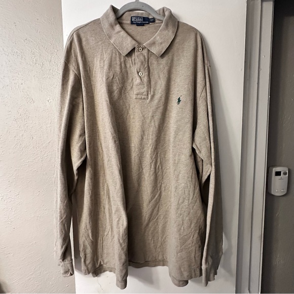 Ralph Lauren Men's Tan Long Sleeve Polo Shirt Size 2XLT Preppy - Picture 4 of 11